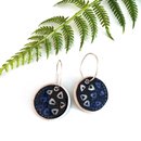 Porcelain Earrings Disc Blue