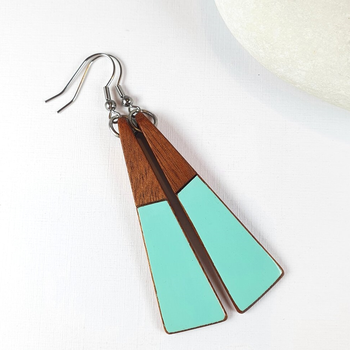 Long Drop Triangle Earrings Amalfi Blue