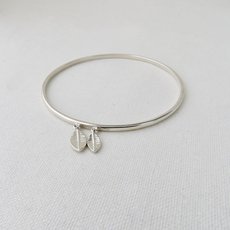 2 Leaf Charm Bangle Silver-jewellery-The Vault