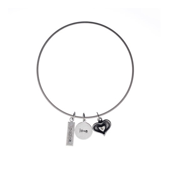 Ant Silver Bangle Love Heart Charm