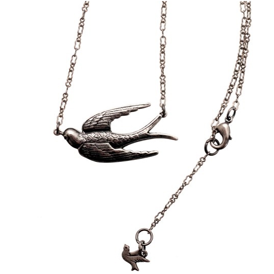 Ant Silver Swallow Nklce Short