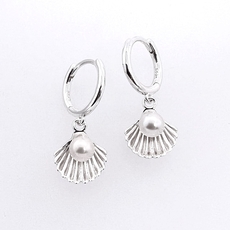 Venus Pearl Huggie Earring Silver-jewellery-The Vault