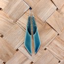 Porcelain Earrings Long Leaf Blue