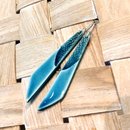 Porcelain Earrings Long Leaf Blue