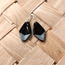 Porcelain Tui Black Feather Earrings