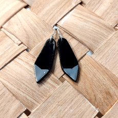 Porcelain Kokako Feather Earrings Black-artists-and-brands-The Vault