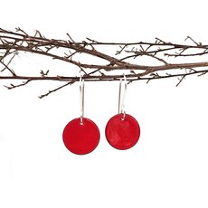 Enamel Disc Earrings Red-jewellery-The Vault