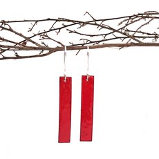Enamel Rectangle Earrings Red-jewellery-The Vault