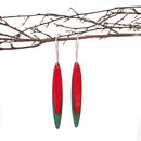 Enamel Leaves Earrings Red Green