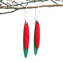 Enamel Leaves Earrings Red Green