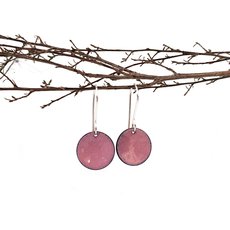Enamel Disc Earrings Pink-jewellery-The Vault