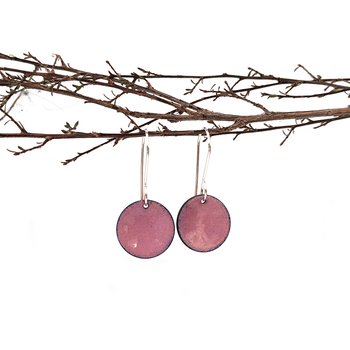 Enamel Disc Earrings Pink