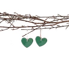 Enamel Heart Earrings Green-jewellery-The Vault