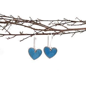 Enamel Heart Earrings Turquoise