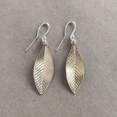 Gold Plate Rata Leaf Earrings Large-jewellery-The Vault