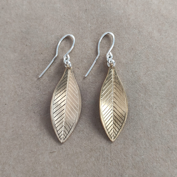 Gold Plate Rata Leaf Earrings Large