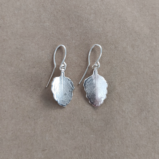 Rolled Silver Beech Earrings Small