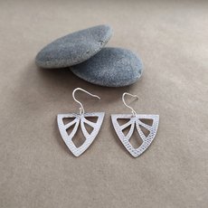 Textured Shield Earrings Silver-jewellery-The Vault