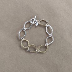 Silver and Brass Diamond Link Bracelet-jewellery-The Vault