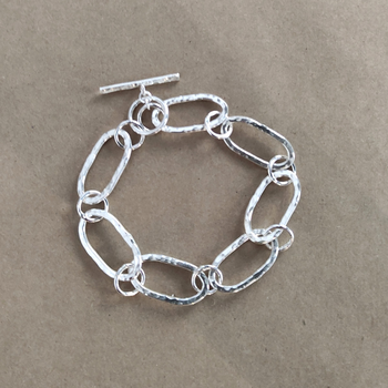 Silver Chunky Oval Link Bracelet