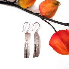 Rectangle Zen Forest Earrings Silver-jewellery-The Vault