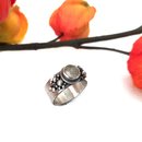 Silver Granule Ring w Rutilated Quartz