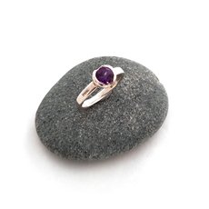 Silver Ring Partial Bezel Amethyst-jewellery-The Vault