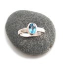 Silver Ring Oval Blue Topaz