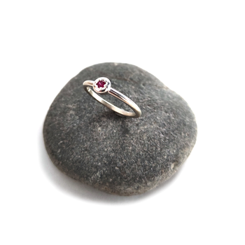 Silver Stacker Ring Ruby