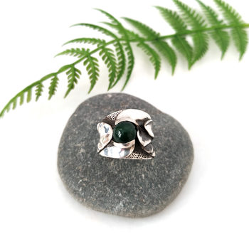 Pounamu Leaves Ring Silver