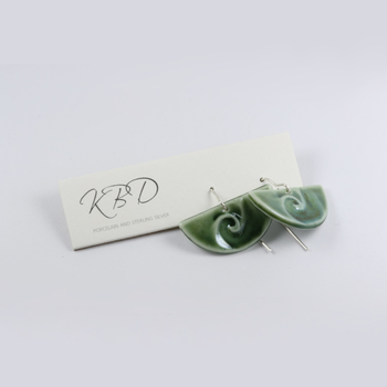 Porcelain Earrings Crescent Green