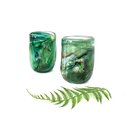 Glass Tumbler Green Black