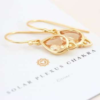Solar Plexus Chakra Earrings Gold Plate