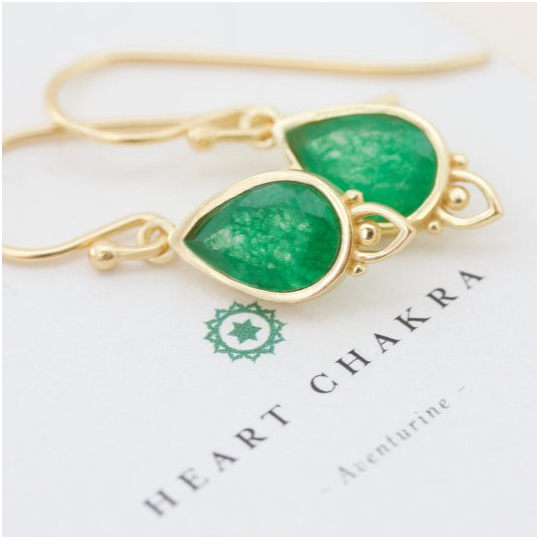 Heart Chakra Earrings Gold Plate