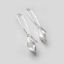 Leaf Earrings Long Hooks Silver