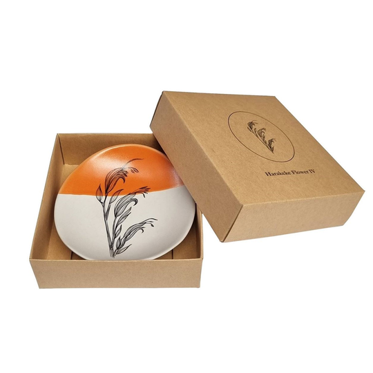 Harakeke Flower 4 Orange Dipped 10cm Bowl