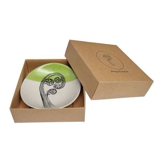 Ponga Frond 4 Green Dipped 10cm Bowl