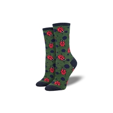 Woman's Socks Ladybugs Green Heather-artists-and-brands-The Vault