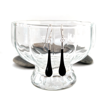 Glass Eardrops Black