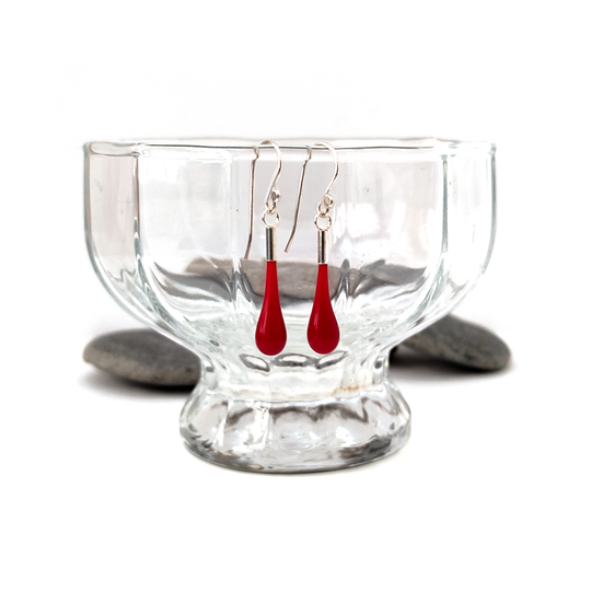 Glass Eardrops Red