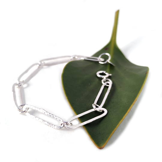 Long Oval Link Bracelet Silver