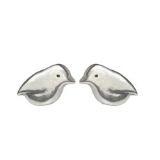 Rock Wren Bird Studs Silver-jewellery-The Vault