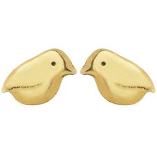 Rock Wren Bird Studs Gold-jewellery-The Vault