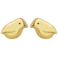 Rock Wren Bird Studs Gold-jewellery-The Vault