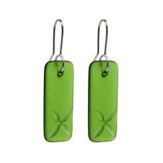 Glass Tapa Drop Earrings Green-jewellery-The Vault