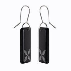 Glass Tapa Drop Earrings Black-jewellery-The Vault