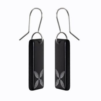 Glass Tapa Drop Earrings Black