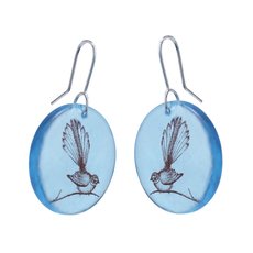 Fantail Glass Disc Earrings Light Blue-jewellery-The Vault