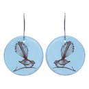 Fantail Glass Disc Earrings Light Blue