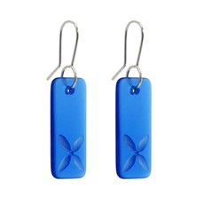 Glass Tapa Drop Earrings Dark Blue-jewellery-The Vault